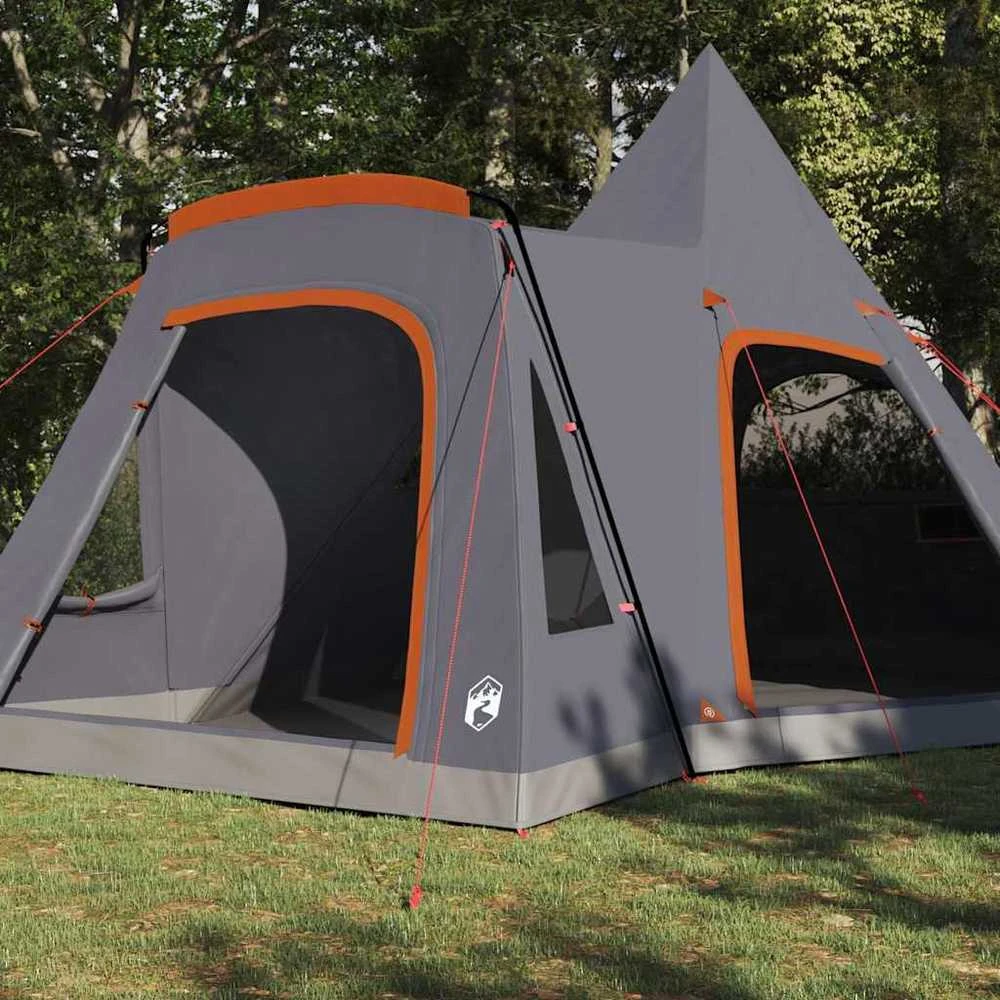 Teepee palapinė 5 žmonėms 5 asmeniui Pilka ir oranžinė