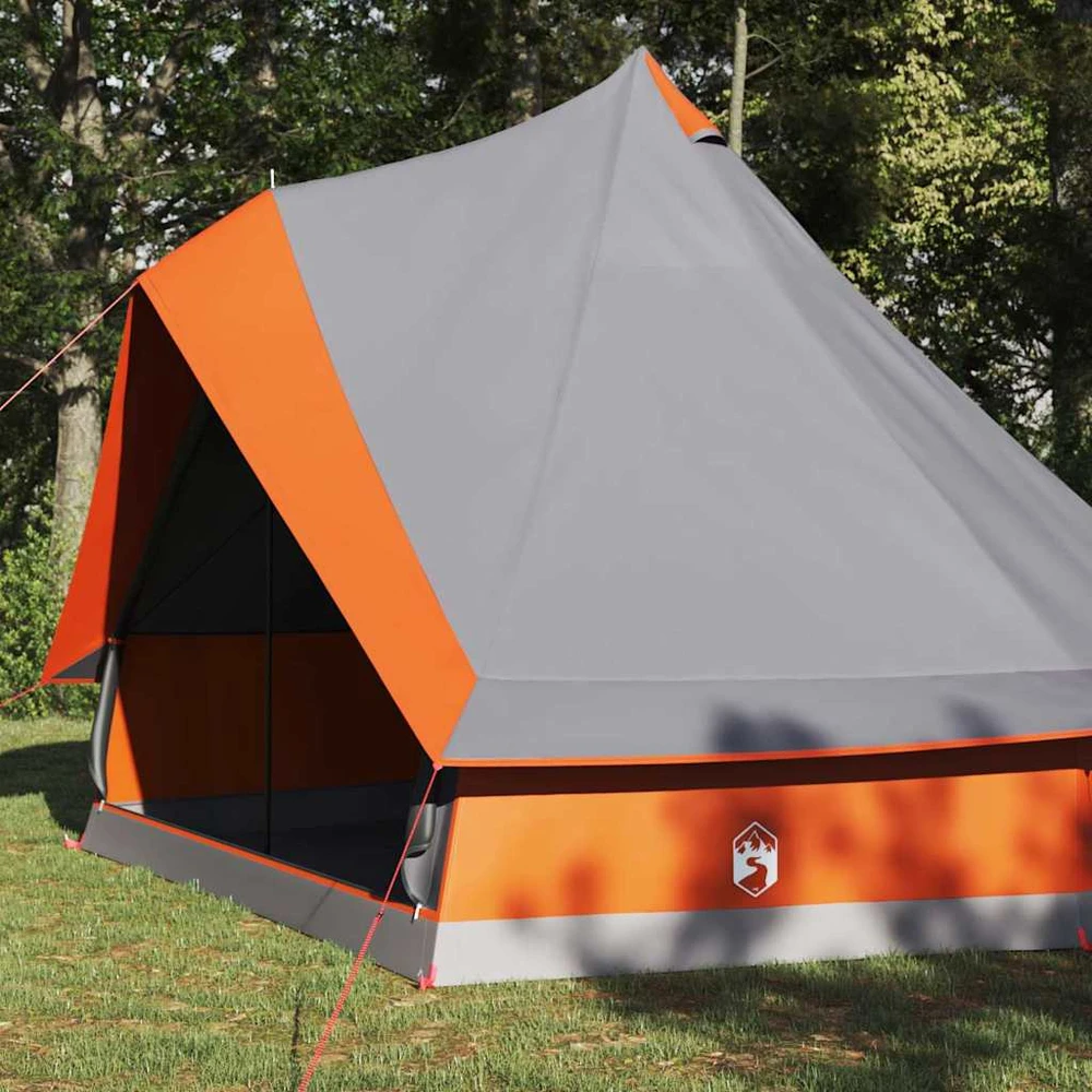 Tipi palapinė 8 asmeniui Pilka ir oranžinė tafta