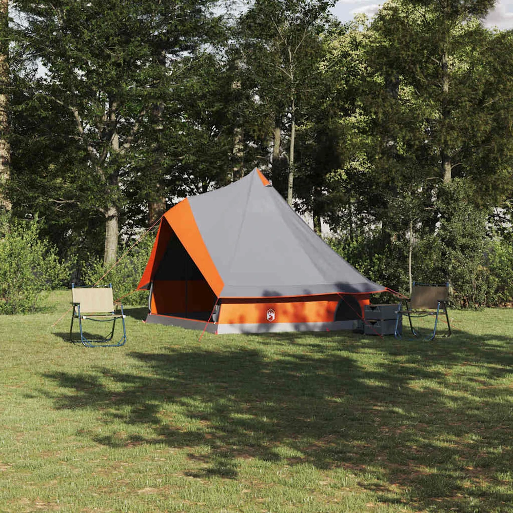 Tipi palapinė 8 asmeniui Pilka ir oranžinė tafta