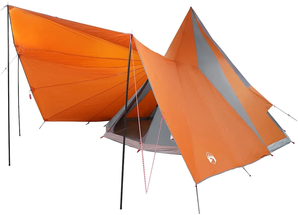 Tipi palapinė Pilka ir oranžinė 510 x 690 x 330 cm tafta
