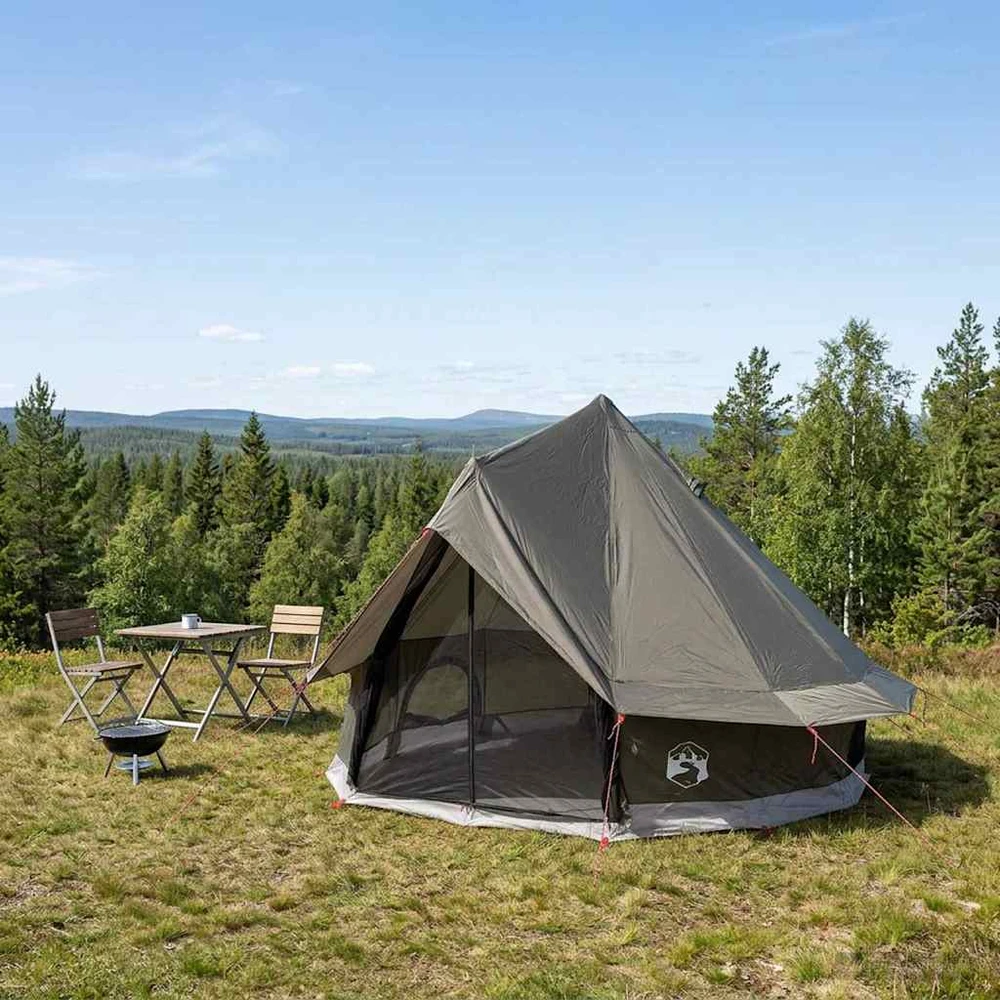 Tipi palapinė 4 asmeniui Ruda Pilka Poliesteris ir plienas