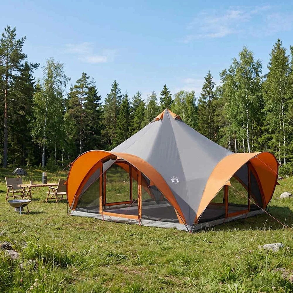 Tipi palapinė su stogu Pilka ir oranžinė 18 žmonių