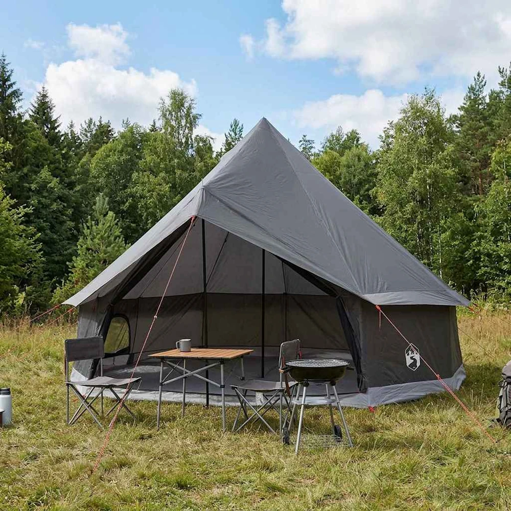 Tipi palapinė 6 asmeniui Ruda Pilka Poliesteris ir plienas
