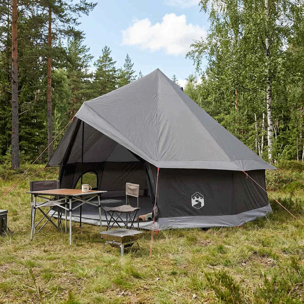Tipi palapinė 8 asmeniui Ruda Pilka Poliesteris ir plienas