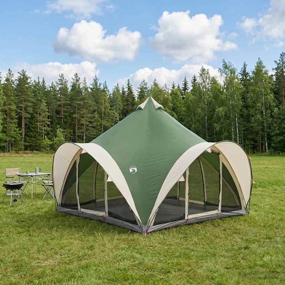Tipi palapinė su stogu Žalia 6 asmenims Poliesteris ir plienas