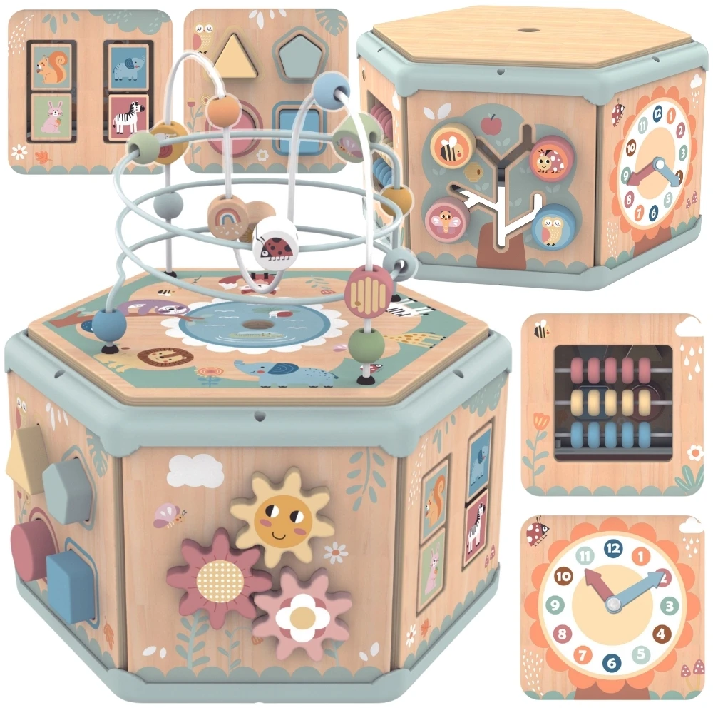 Tooky Toys TOOKY TOY Interaktyvi Montessori medinė šešiakampė atidarymo dėžutė