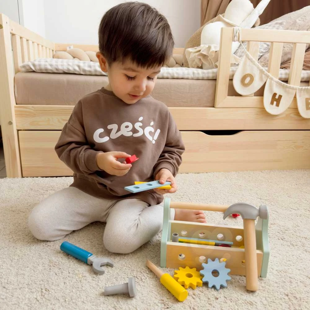 Tooky Toys TOOKY TOY medinė įrankių dėžutė 18vnt
