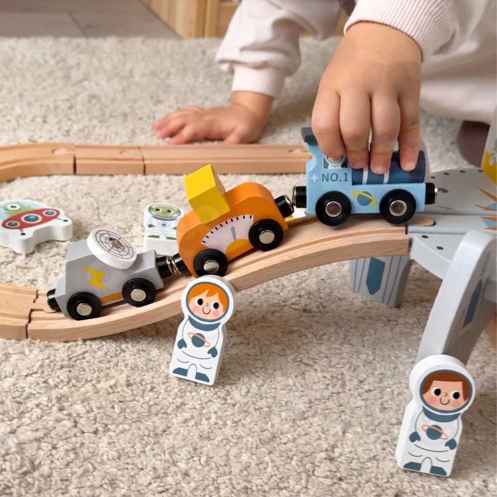 Tooky Toys TOOKY TOY medinė kosminė traukinuko trasa