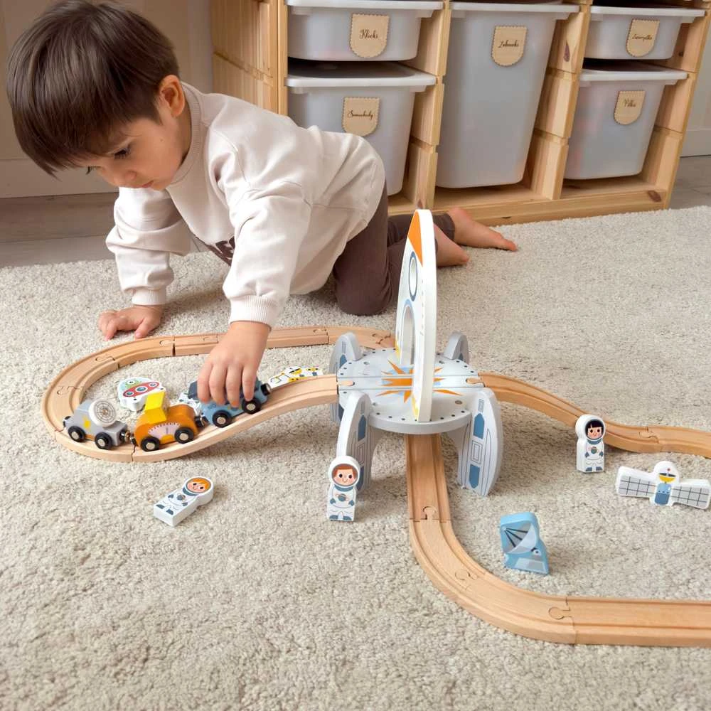 Tooky Toys TOOKY TOY medinė kosminė traukinuko trasa