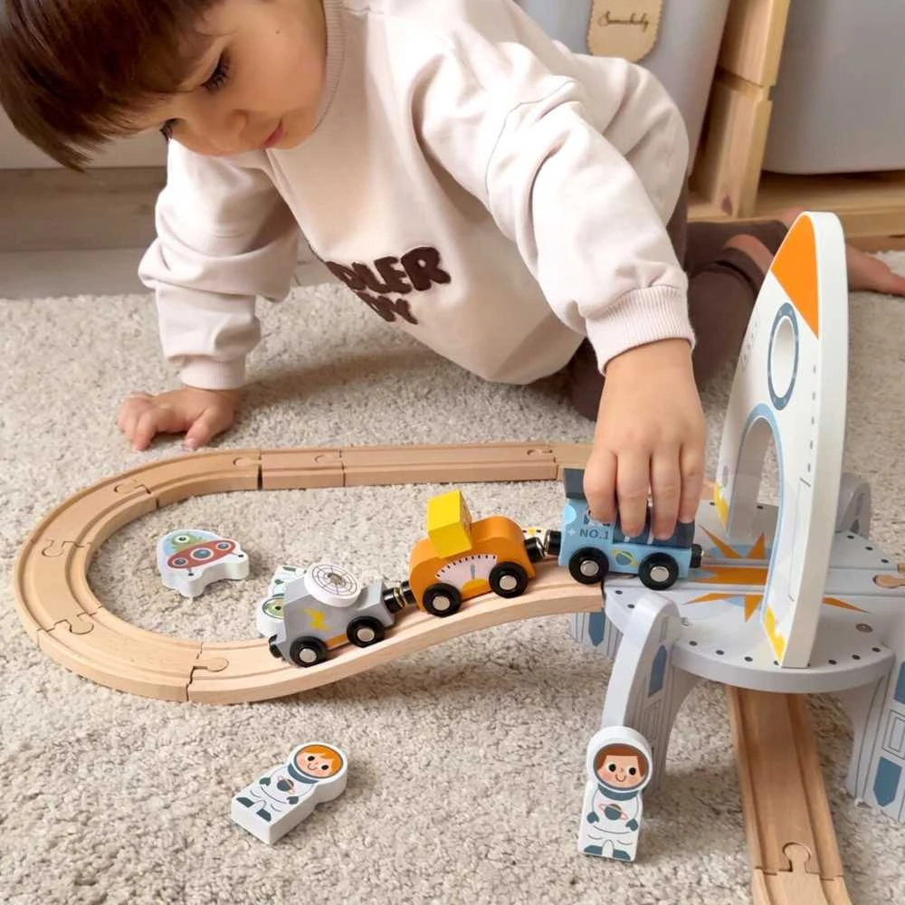 Tooky Toys TOOKY TOY medinė kosminė traukinuko trasa