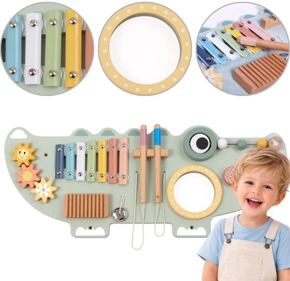 Tooky Toys TOOKY TOY medinė manipuliacinė lenta Krokodilas 3 vnt