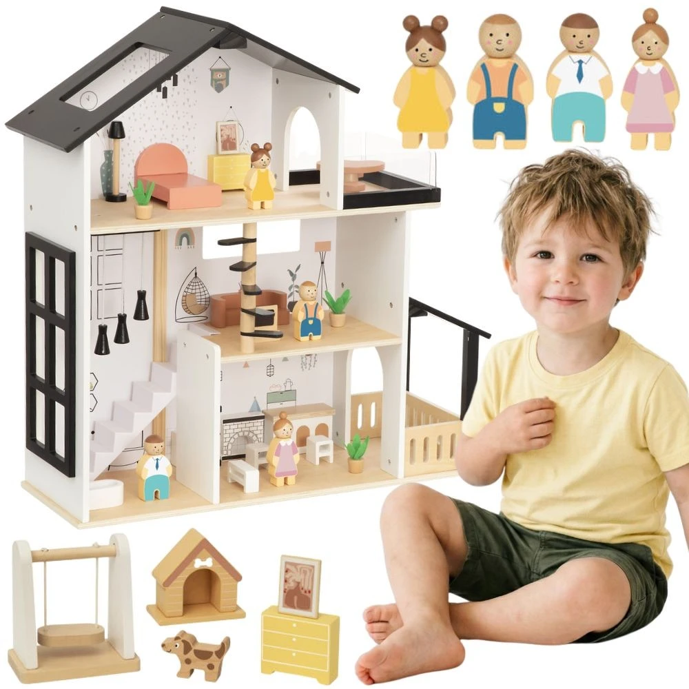 Tooky Toys TOOKY TOY medinis lėlių namelis 25 vnt