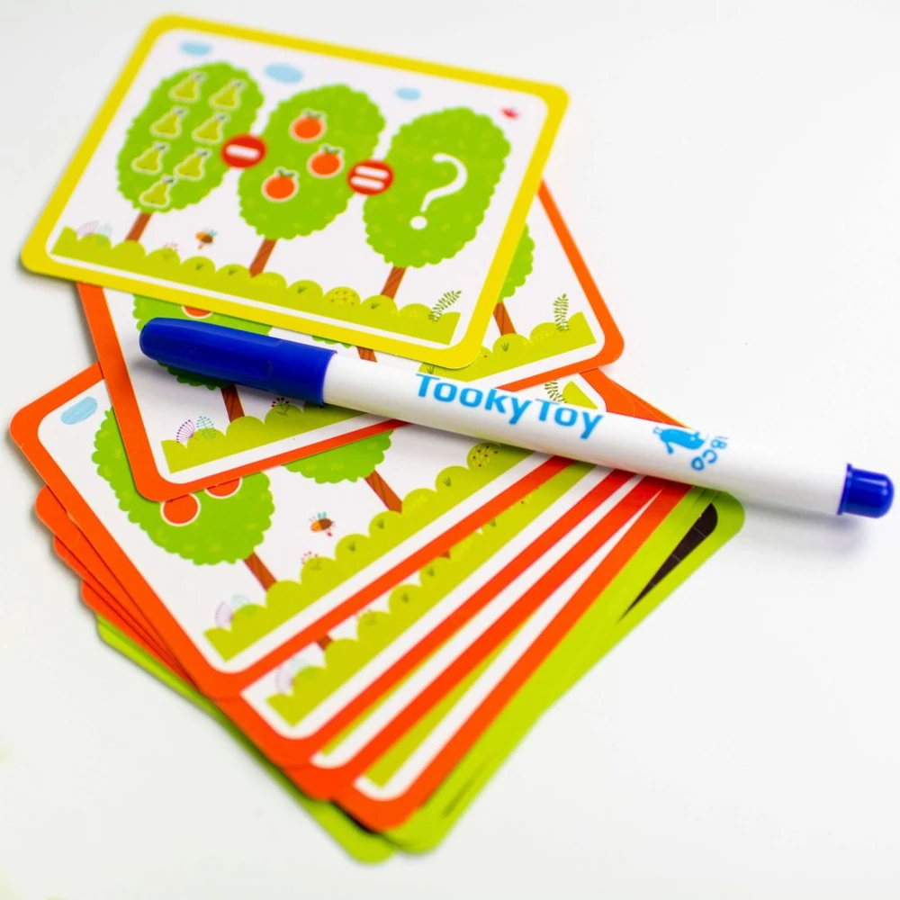 Tooky Toys Paėmęs žaislinis medinis magnetinis žaidimas Montessori galvosūkis vaikams, mokantis suskaičiuoti vaisius 81 el.