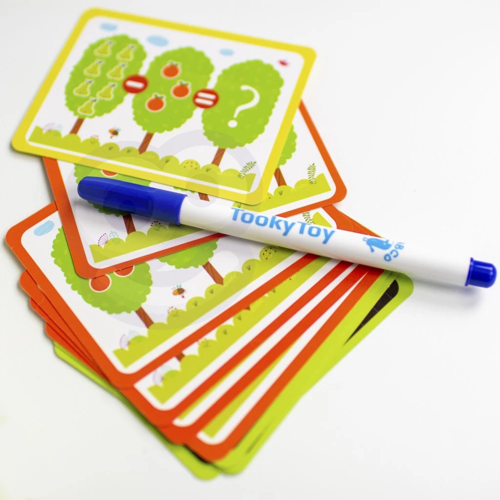 Tooky Toys Paėmęs žaislinis medinis magnetinis žaidimas Montessori galvosūkis vaikams, mokantis suskaičiuoti vaisius 81 el.