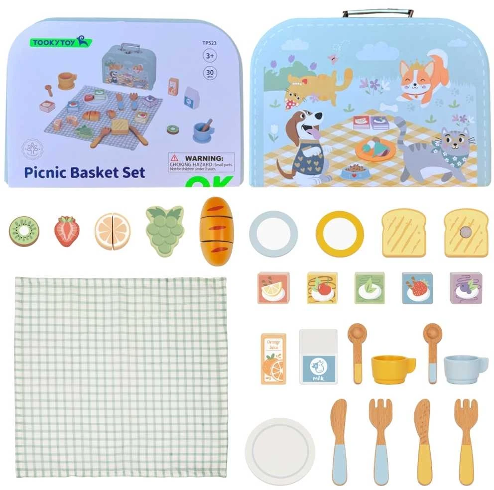 Tooky Toys TOOKY TOY medinis pikniko rinkinys lagaminėlyje