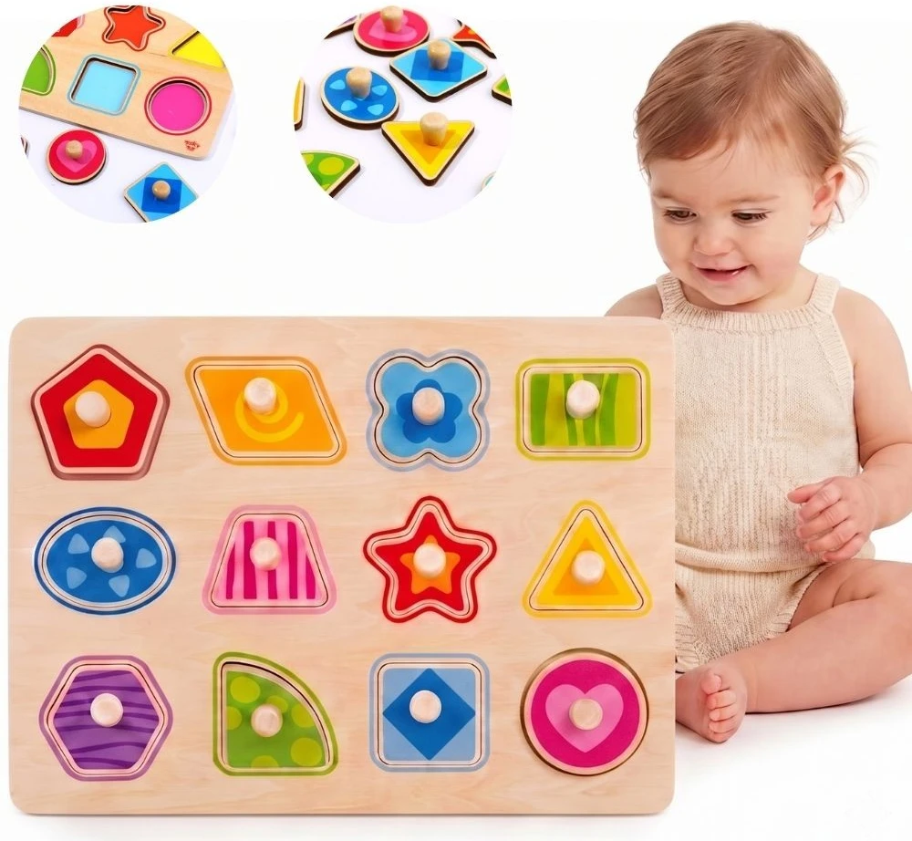 Dėlionė Tooky Toys Žaislų žaislų galvosūkis Montessori mokymosi figūros su kaiščių figūromis