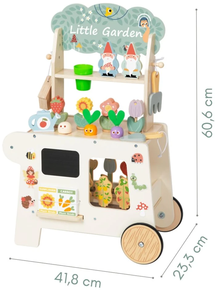 Tooky Toys TOOKY TOY Montessori medinis sodo vežimėlis 57 vnt.