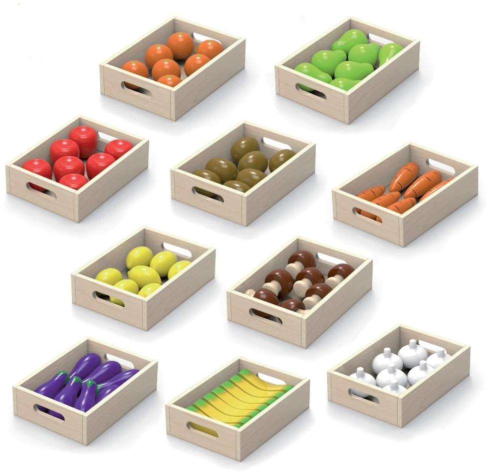 Tooky Toys TOOKY TOY Montessori medinis sodo vežimėlis 57 vnt.