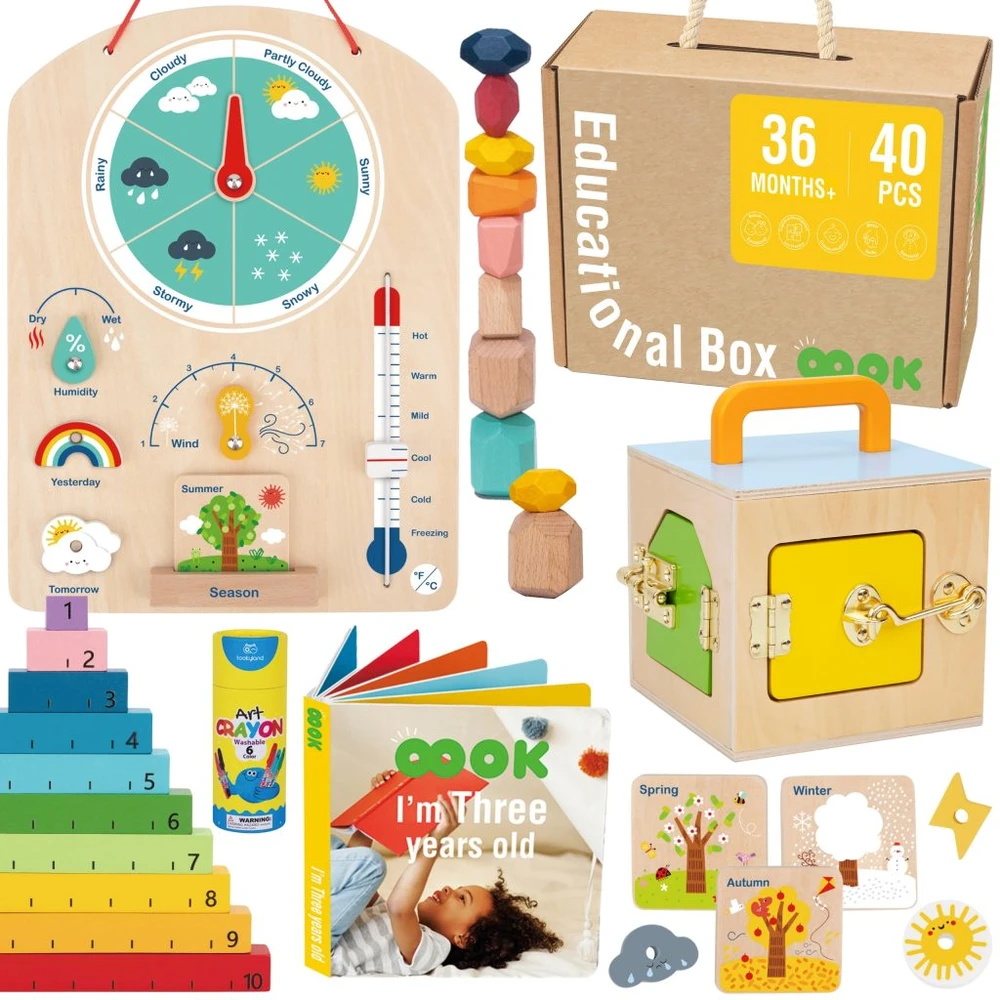 Tooky Toys Tooky Toy Edukacinė Dėžutė Montessori Žaidimas 6w1 3 metų ir vyresniems