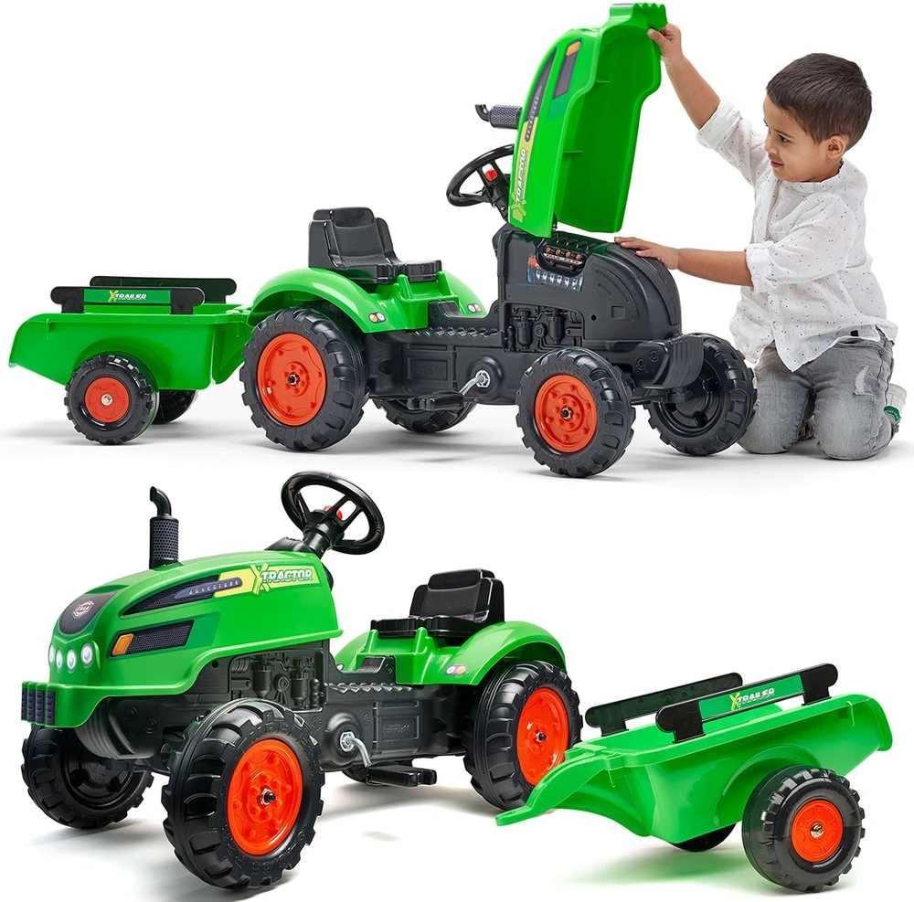 Traktorius su priekaba FALK X Tractor žalias