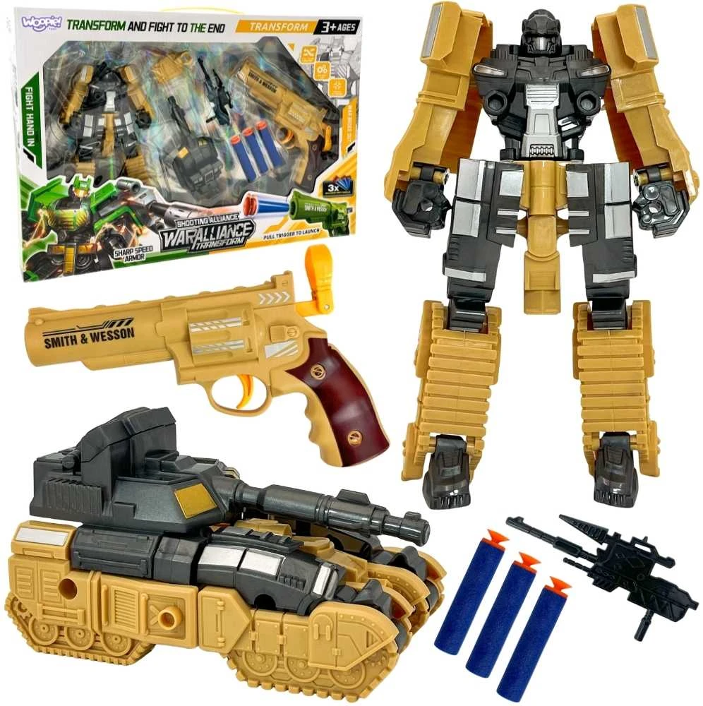 3 Viename Robotas Transformeris Tankas Ir Strėlyčių Šautuvas WOOPIE
