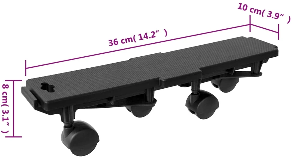Transportavimo platformos su 4 ratukais, 2vnt., juodos, PP
