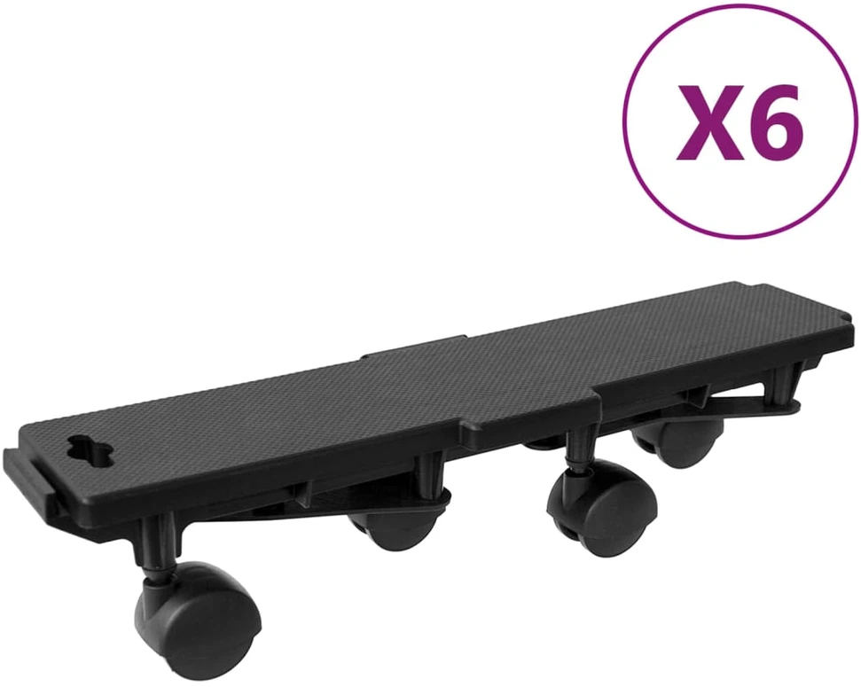 Transportavimo platformos su 4 ratukais, 6vnt., juodos, PP