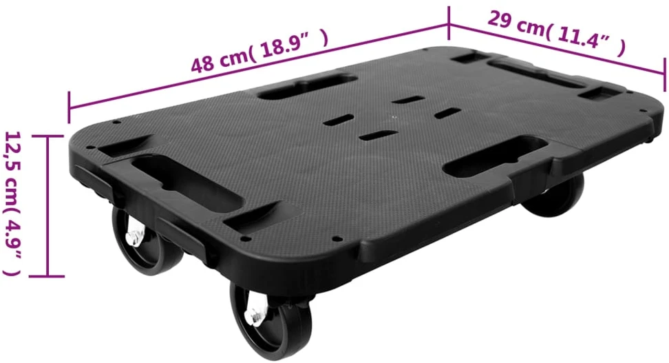 Transportavimo vežimėlis, juodos spalvos, PP, 300kg