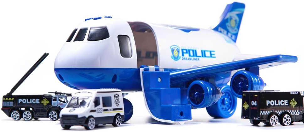 Ikonka Transporterio lėktuvas + 3 policijos automobiliai