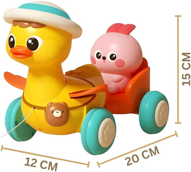 Traukiama geltona antytė su rožiniu triušiuku Woopie Baby