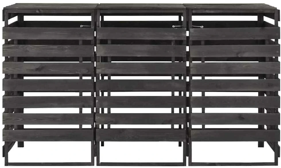 Triguba konteinerių pastogė, 210x75x121cm, pušies masyvas