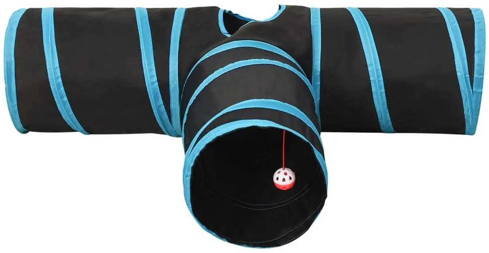 Tunelis katėms, 3 krypčių, juodas ir mėlynas, 90cm, poliesteris