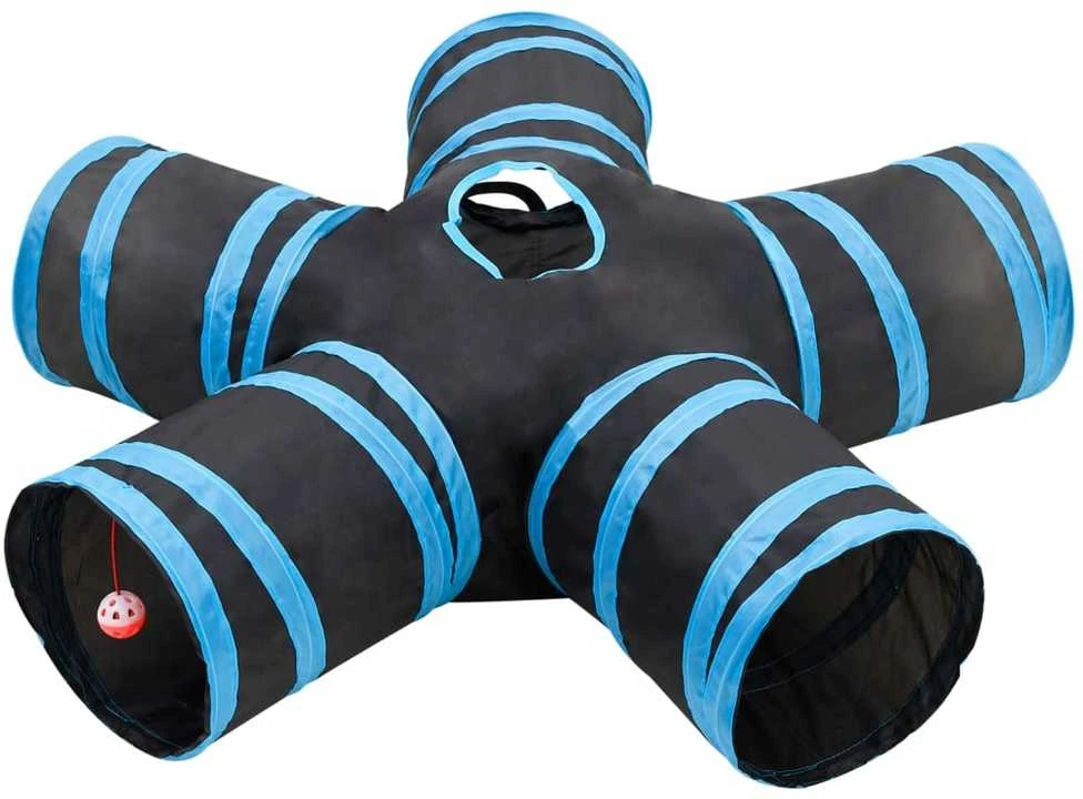 Tunelis katėms, 5 krypčių, juodas ir mėlynas, 25cm, poliesteris