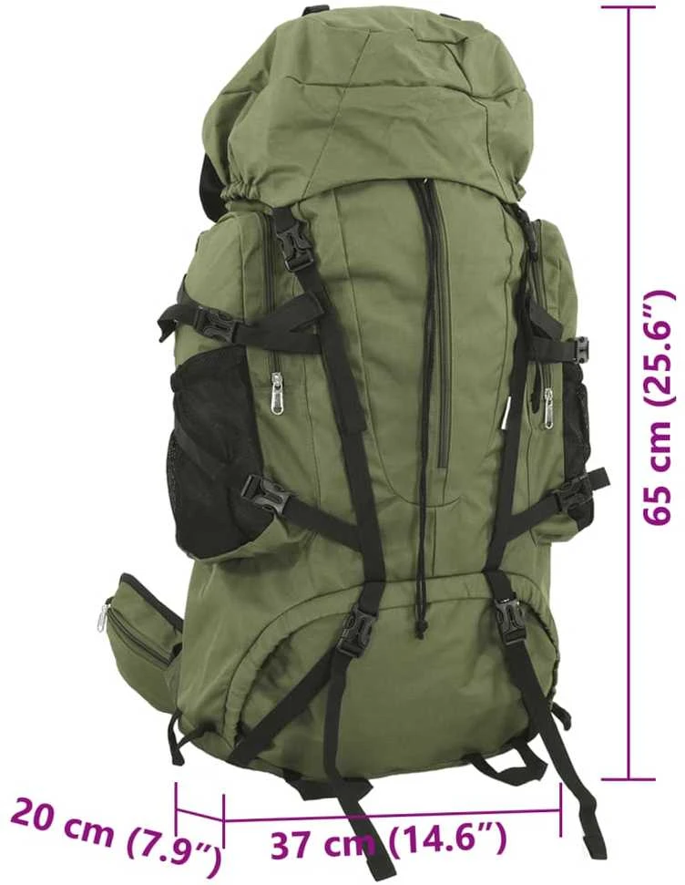 Turistinė kuprinė, uniformnė žalia, 60L, oksfordo audinys