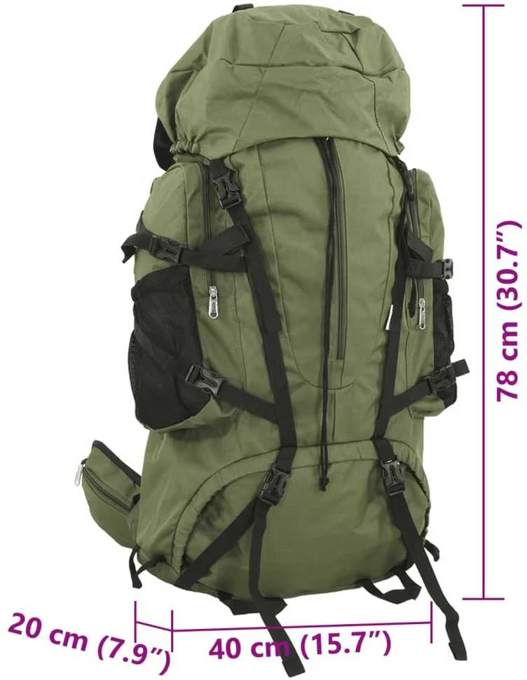Turistinė kuprinė, uniformnė žalia, 80L, oksfordo audinys