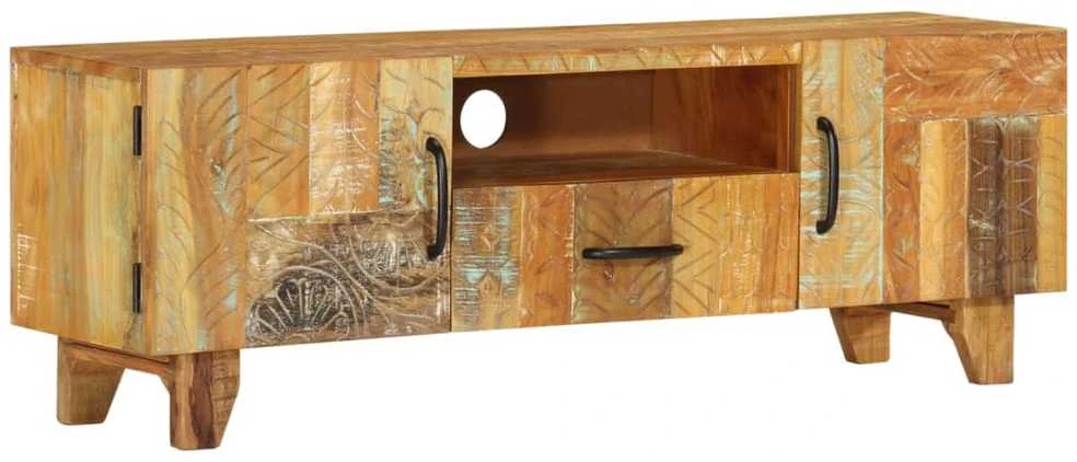 TV staliukas TV spintelė, 120x30x40cm, perdirbt. med. mas., raižyta rankomis