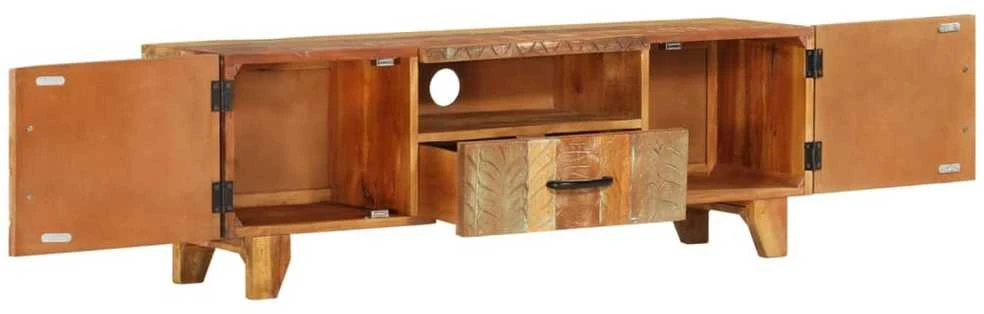 TV staliukas TV spintelė, 120x30x40cm, perdirbt. med. mas., raižyta rankomis