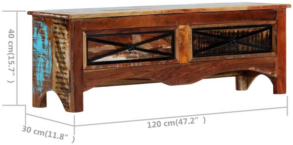 TV staliukas TV spintelė, 120x30x40cm, perdirbtos medienos masyvas