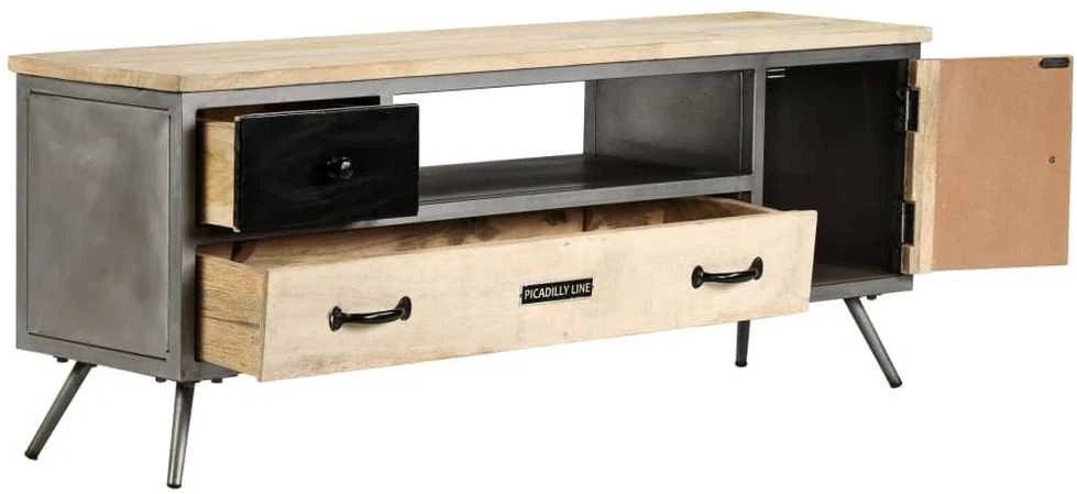 TV staliukas TV spintelė, 120x30x45cm, mango medienos masyvas ir plienas