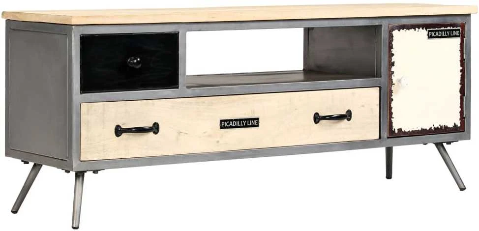 TV staliukas TV spintelė, 120x30x45cm, mango medienos masyvas ir plienas