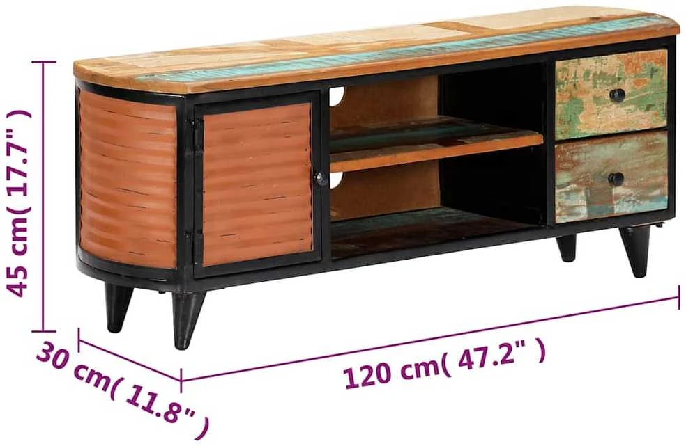 TV staliukas TV spintelė, 120x30x45cm, perdirbtos medienos masyvas