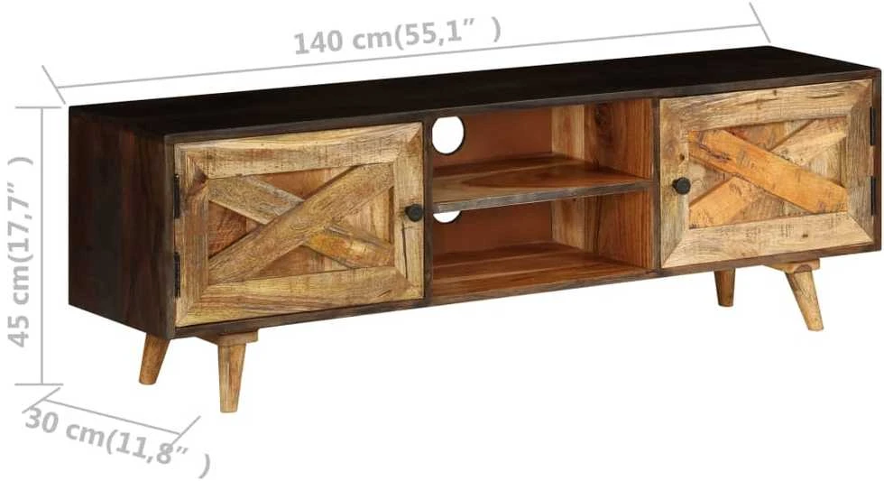 TV staliukas TV spintelė, mango medienos masyvas, 140x30x45cm
