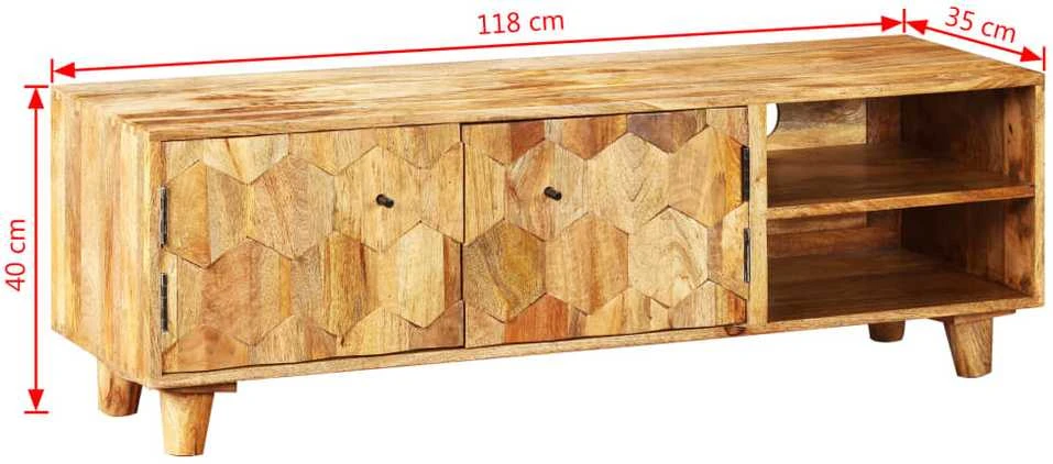 TV staliukas TV spintelė, masyvi mango mediena, 118x35x40cm