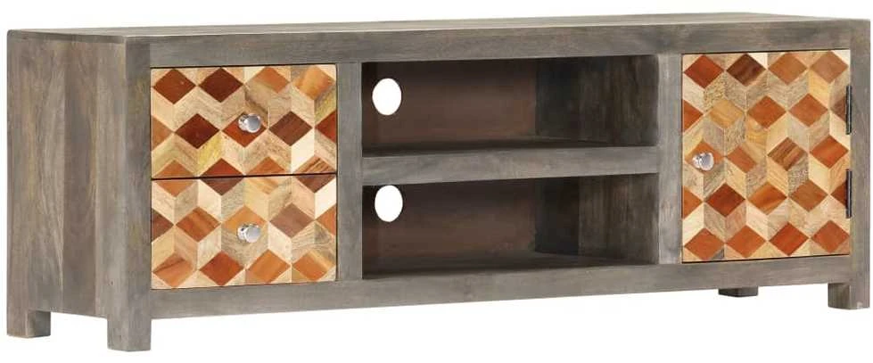 TV staliukas TV spintelė, pilka, 120x30x40cm, mango medienos masyvas