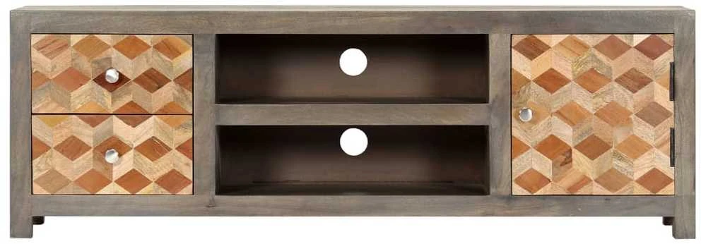 TV staliukas TV spintelė, pilka, 120x30x40cm, mango medienos masyvas