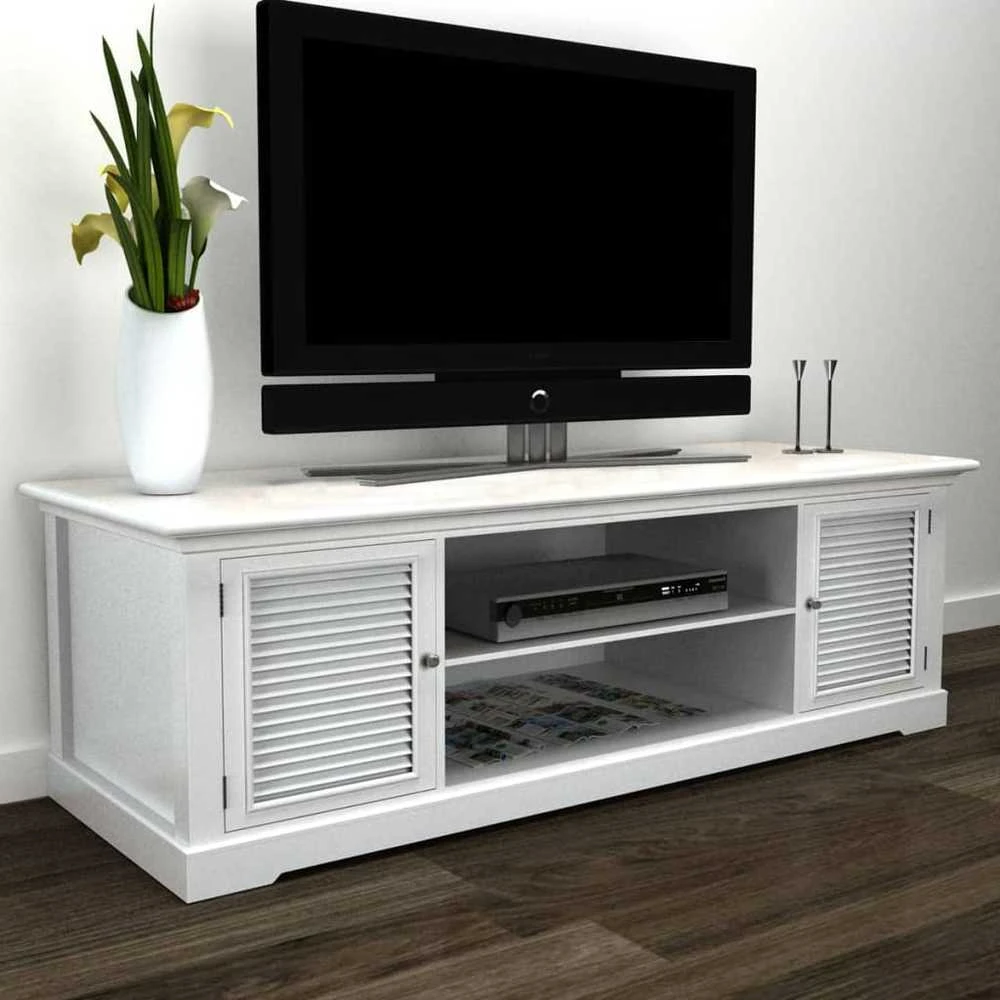 TV staliukas TV stovas, baltas, mediena