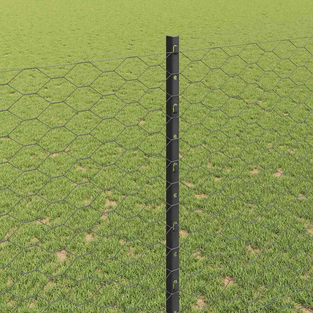 Hexagonal Fence with Post 100 x 1,5 m PVC dengtas plienas Pilka