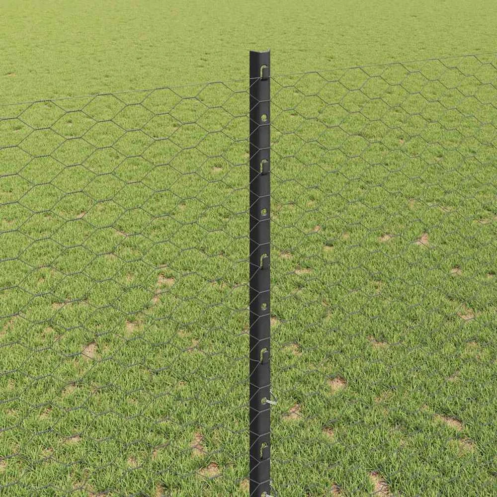 Hexagonal Fence with Post 100 x 1,4 m PVC dengtas plienas Pilka