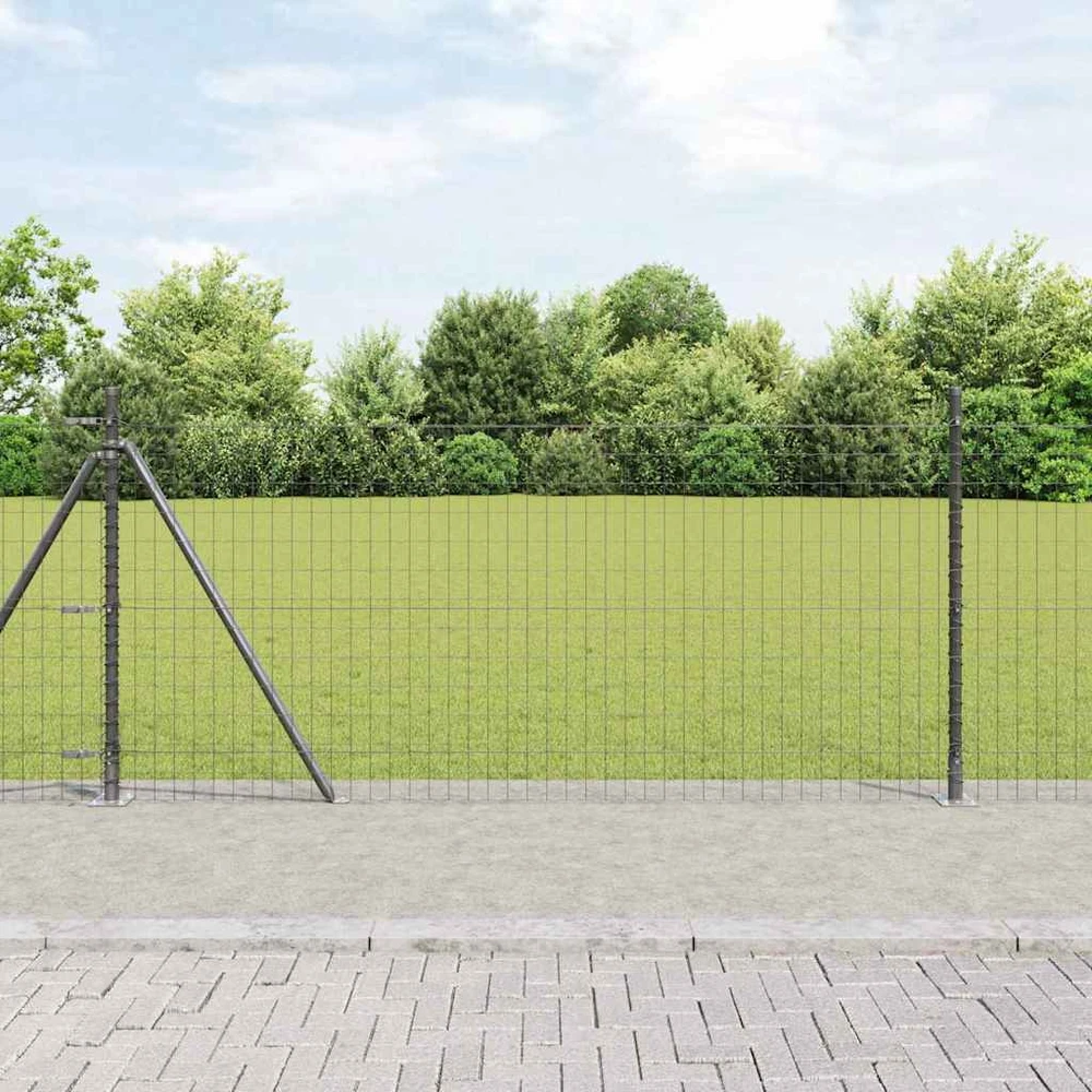 Eurų tvora su betono baze 10 x 1 m PVC dengtas plienas Pilka