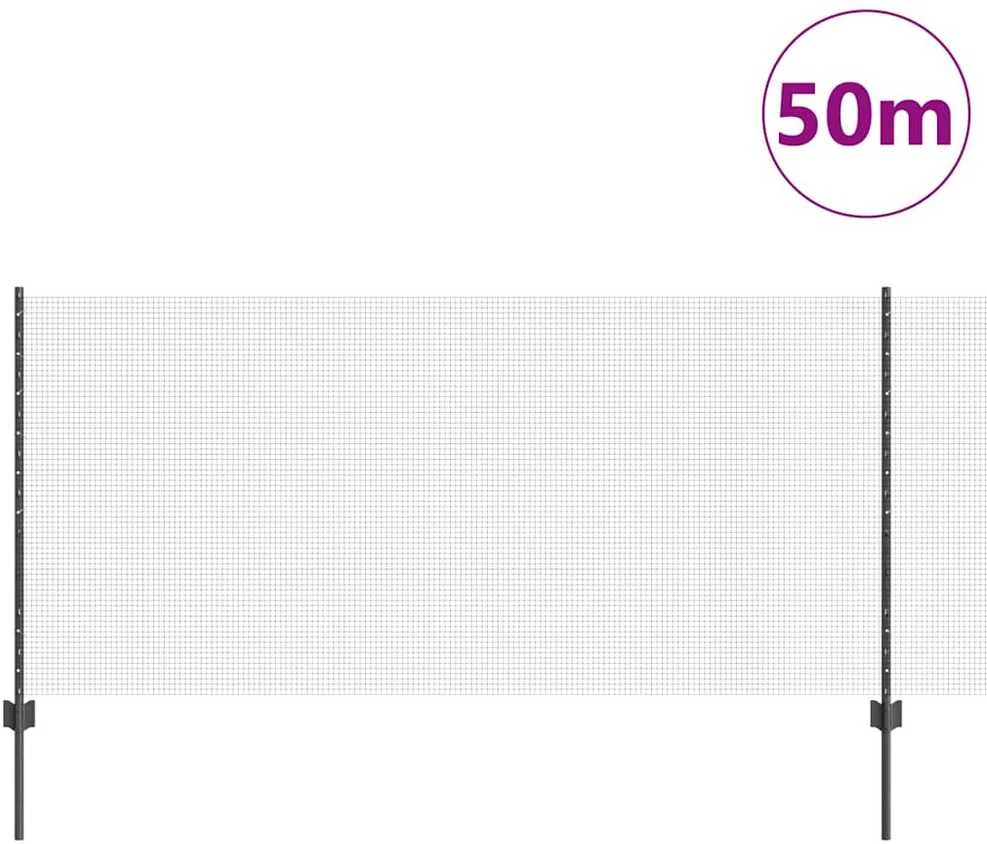 Suvirintas vielos tvora su stulpeliais 50 x 1 m Pilka Tinklelis